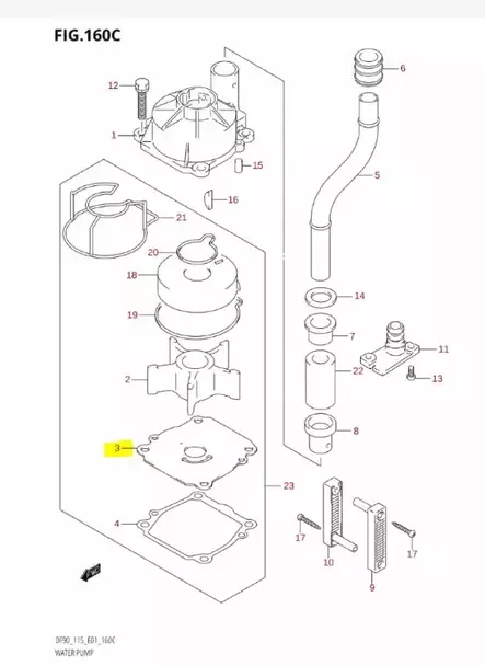 Levy Vesipumppu/Panel Pump Case Under Suzuki DF90-DF140 - Suzuki osat perämoottorille - 42911 - 2
