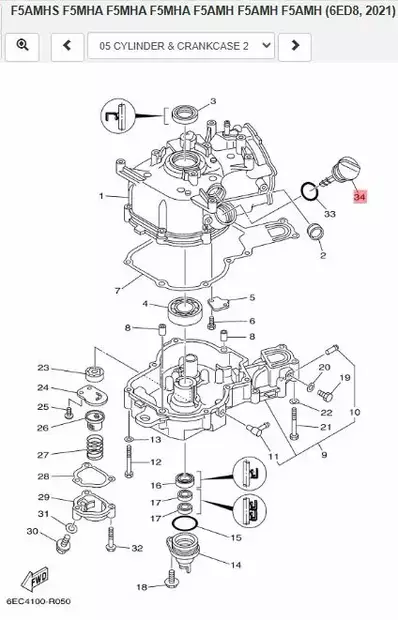 Öljyntäyttötikku/Plug Oil Lever Yamaha F4B F5A F6C - Yamaha muut - 43311 - 2