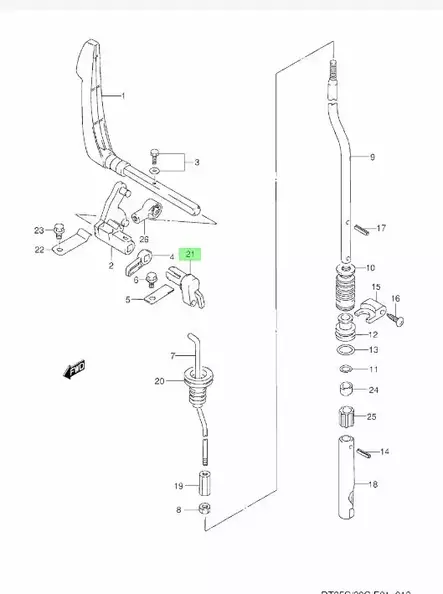 Pidike/Arm Clutch Rod (Kytkin) Suzuki DT25 DT30 DT35 - Suzuki osat perämoottorille - 42851 - 2