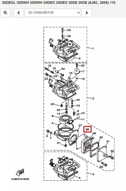 Polttoainepumpun Kalvo/Diaphragm Yamaha 25J 30D - Yamaha osat perämoottoreille - 50621 - 1