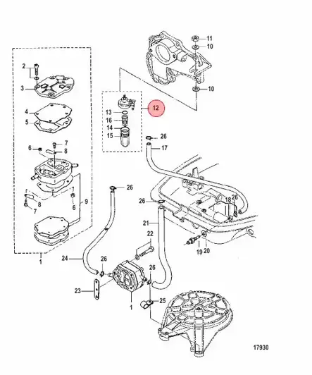 Polttoainesuodatin Täydellinen/Filter Kit Fuel Mercury 9.9-50hv - Mercury/Mercruiser osat - 41511 - 2