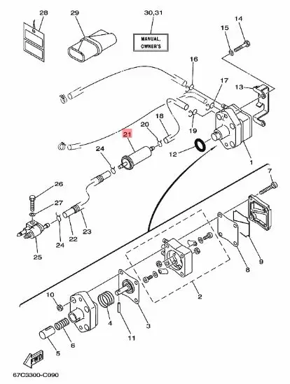 Polttoainesuodatin Yamaha F9.9C F15A F20A F30A F40B - Yamaha suodattimet - 5901 - 2
