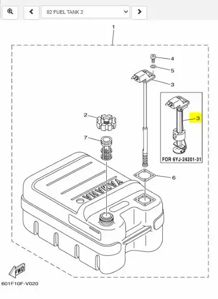 Polttoainetankin Imuputki/Fuel Meter Assy Yamaha 12L/24L - Polttoainetarvikkeet veneisiin - 43701 - 2