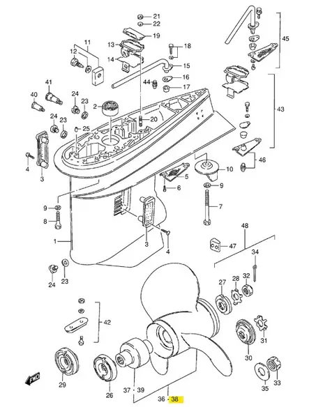 Potkuri/Propeller (3X13-1/2X15) Suzuki DF60/70 DT75-DT140 - Potkurit - 50361 - 1