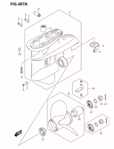 Potkuri/Propeller Suzuki (11 1/8 X16) DF40 DF50 DF60 (58100-88LS0-019) - Potkurit - 36111 - 2