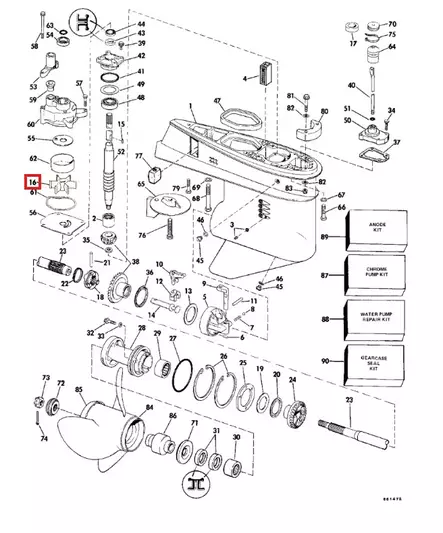 Siipipyörä/Impeller Evinrude/Johnson 35-55hv (1986-1994) - Evinrude/Johnson osat perämoottoreille - 50861 - 2
