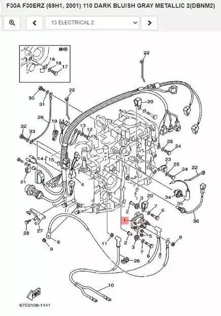 Starttirele/Starter Relay Assy Yamaha F20A F25A F30A F40B - Perämoottorin Sähköosat - 11791 - 2
