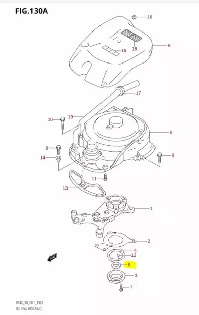 Stefa/Seal Oil Housing 16X28X6 Suzuki DF - Suzuki osat perämoottorille - 43001 - 2