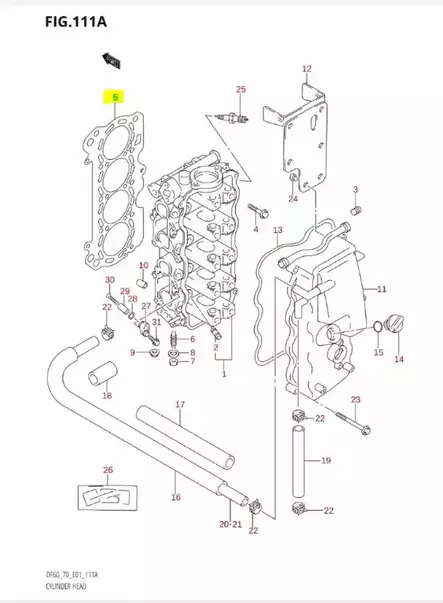 Sylinterikannen Tiiviste/Gasket Cylinder Head Suzuki DF60 DF70 - Suzuki osat perämoottorille - 42791 - 2