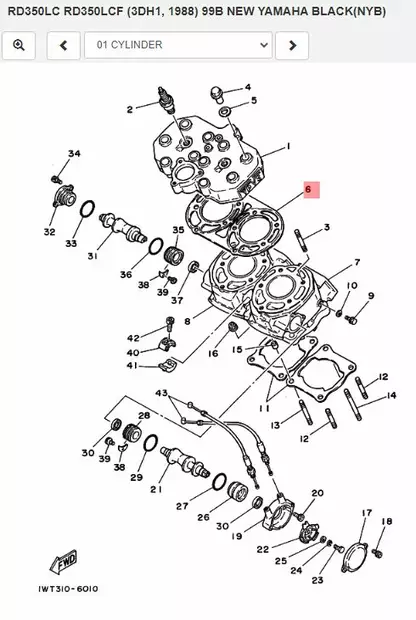 Sylinterikannen Tiiviste/Gasket Cylinder Head Yamaha Moto RD350 - Yamaha Moto - 20591 - 2
