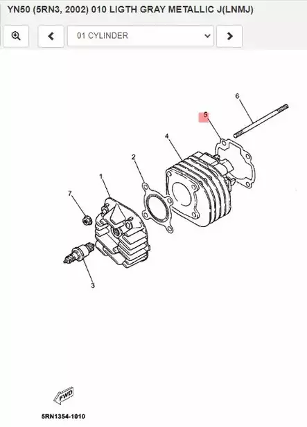 Sylinterin Alatiiviste/Gasket Cylinder Yamaha Moto YQ50 YN50 CS50 - Yamaha Moto - 17801 - 2