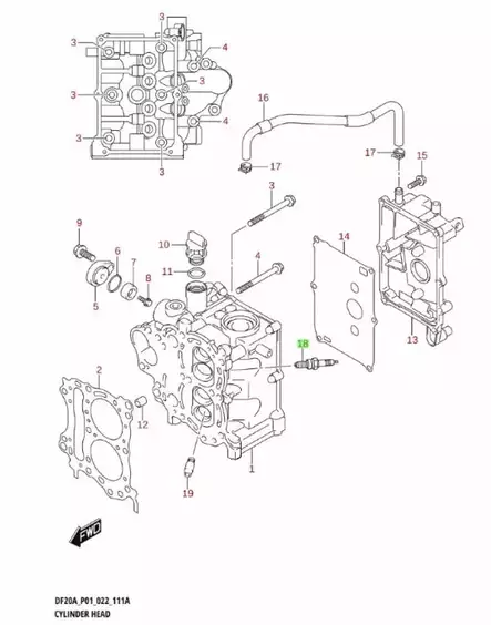 Sytytystulppa/Spark Plug Suzuki (MR6K-9) DF9.9-DF30 - Perämoottorin Sähköosat - 38201 - 2