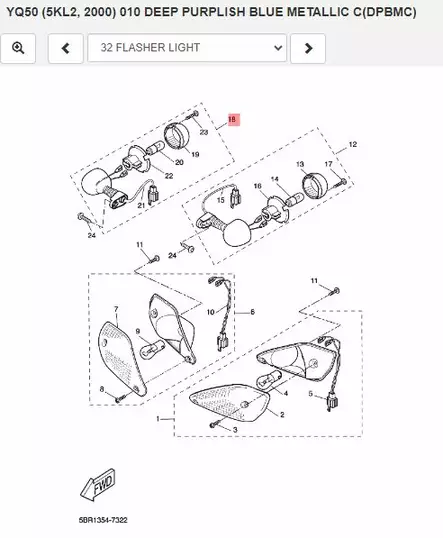 Takavilkku Oikea Taka/Rear Flasher Light Assy Yamaha Moto YQ50/100 - Yamaha Moto - 28591 - 2