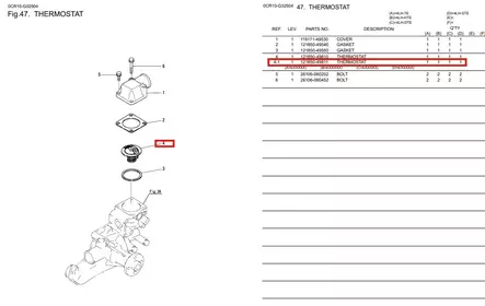 Termostaatti/Thermostat 71c Yanmar 4LH-DTE, 4LH-STE, 4LH-TE, 4LHA-DTE, 4LHA-HTE, 4LHA-STE - Yanmar moottorin alkuperäisosat - 52501 - 1
