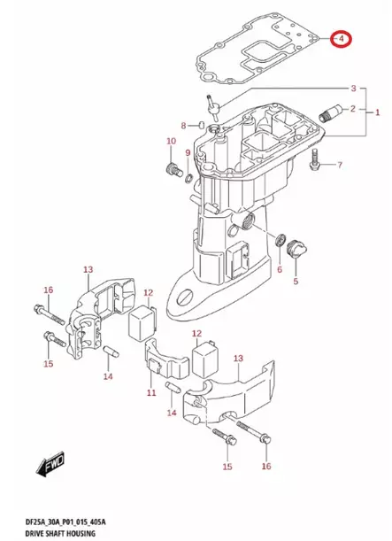 Tiiviste/Gasket Drive Shaft Housing Suzuki DF25A DF30 - Suzuki osat perämoottorille - 50831 - 2