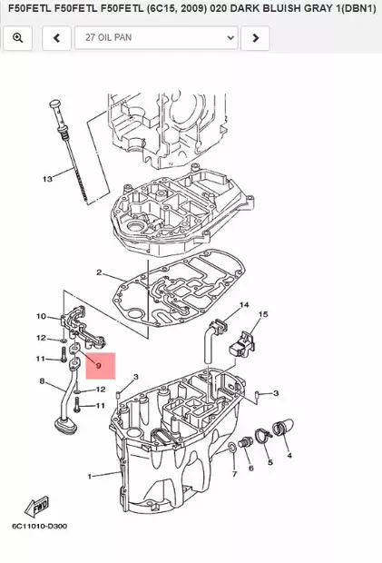 Tiiviste/Gasket Strainer Cover Oil Pan Yamaha F40D F50F F60C - Yamaha muut - 22111 - 2