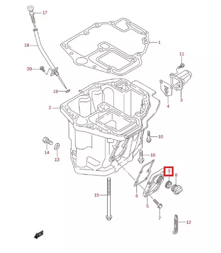 Tiiviste/Gasket Water Plug Suzuki DF8-DF350 - Suzuki osat perämoottorille - 50611 - 1