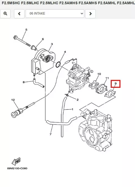 Tiiviste Kaasari/Gasket Manifold 1 Yamaha F2.5A - Varaosat ja lisävarusteet - 50911 - 2