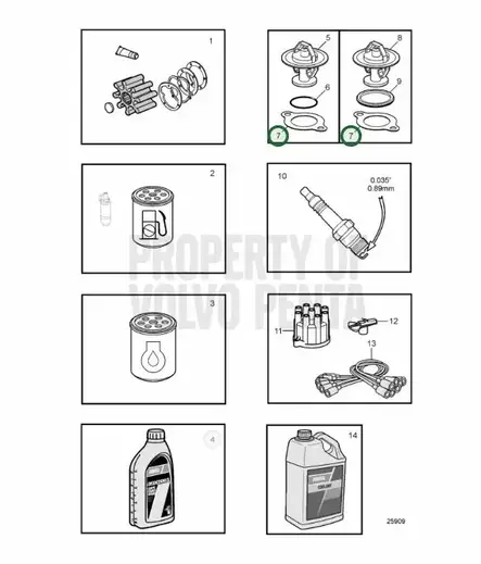 Tiiviste Termostaatti/Gasket Volvo Penta V6 V8 4.3L-8.1L - Sisäperämoottorin osat - 36601 - 2