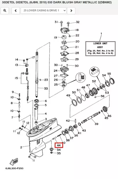 Vaihteensiirtäjän Tappi/Plunger Shift Yamaha 25J 30D - Varaosat ja lisävarusteet - 52591 - 1