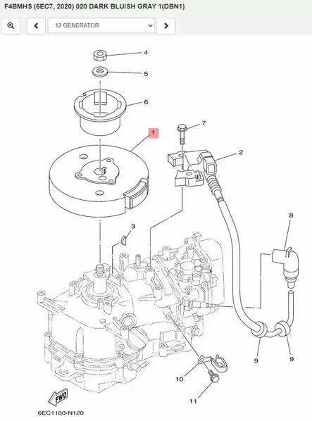Vauhtipyörä/Rotor Assy Yamaha F4B F5A F6C - Yamaha muut - 44131 - 2