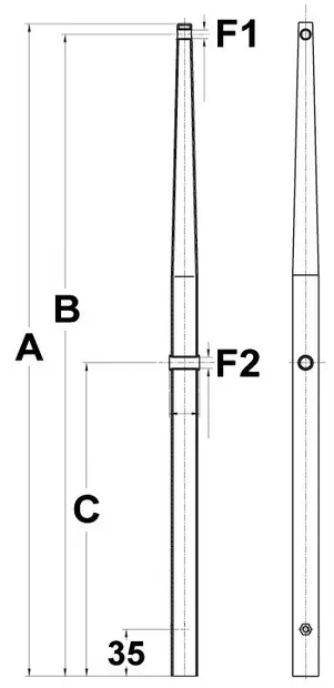 Kaidepylväs 710 mm - Kaide- ja kuomuhelat - D124892 - 2