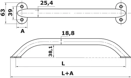 Käsikaide SS305mm - Kaide- ja kuomuhelat - D124912 - 2