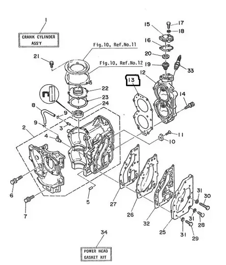 Kannentiiviste YAMAHA 25-C30hv 2-Cylinder Sierra - Perämoottorin Moottorin osat - 38432 - 2