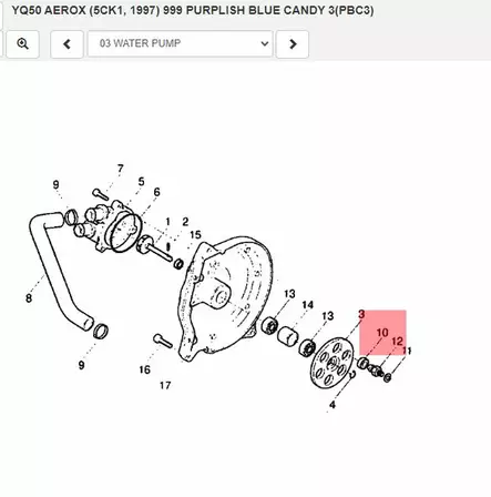 Tiiviste/Grommet Yamaha Moto NS50 YQ50 CS50 (Water Pump) - Yamaha Moto - 20902 - 2