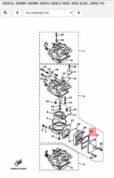 Tiiviste Polttoainepumppu/Gasket Fuel Pump 2 Yamaha 25J 30D 2-Tahti - Yamaha muut - 6252 - 2