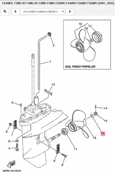 Aluslevy Potkuri/Propeller Washer Plate - Yamaha muut - 7112 - 2