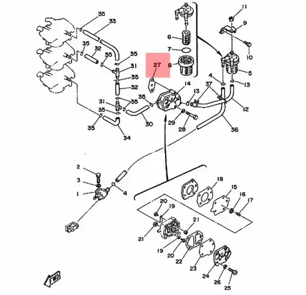 Gasket/Tiiviste Polttoainepumpun polttoainepumpun ja lohkoon väliin - Yamaha muut - 15892 - 2