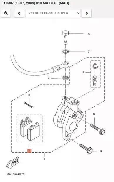 Jarrupalat Etu/Pad Caliper 2 Yamaha Moto DT50R - Yamaha Moto - 27422 - 2