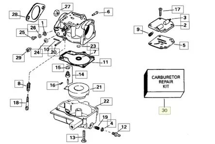 Kaasarin Korjaussarja/Carb. Repair Kit Johnson/Evinrude 20-75 hv - Evinrude/Johnson osat perämoottoreille - 50382 - 1