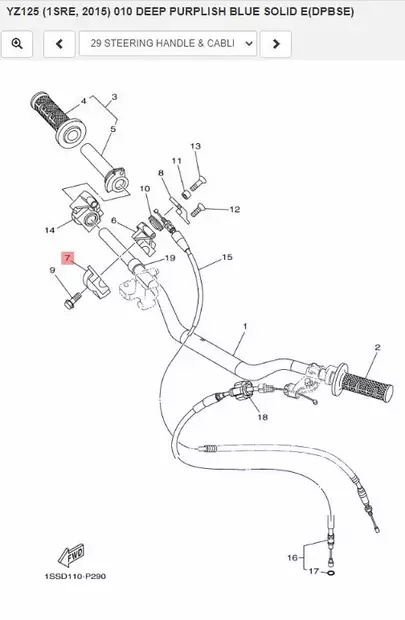 Kaasukahvan Pidike (Alaosa)/Cap Grip Lower Yamaha Moto YZ125 YZ250 - Yamaha Moto - 24082 - 2