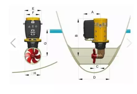Keulapotkuri Sähkökäyttöinen 55kg 8.5-12.5m aluksille VETUS - Keulapotkuri koneistot - 30812 - 1