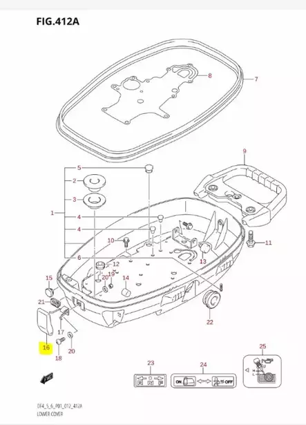 Kopan Lukitussalpa/Cover Fastener Suzuki DF4 DF5 DF6 - Suzuki osat perämoottorille - 42912 - 2