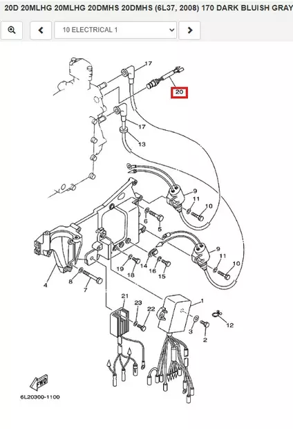 Lämpötilakytkin/Thermo Switch Assy Yamaha 20-50hv 2-T - Yamaha osat perämoottoreille - 51102 - 1