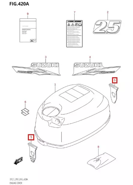 Moottorikopan Kiinnitysremmi/Fastener Suzuki DF2.5 - Suzuki osat perämoottorille - 52522 - 1