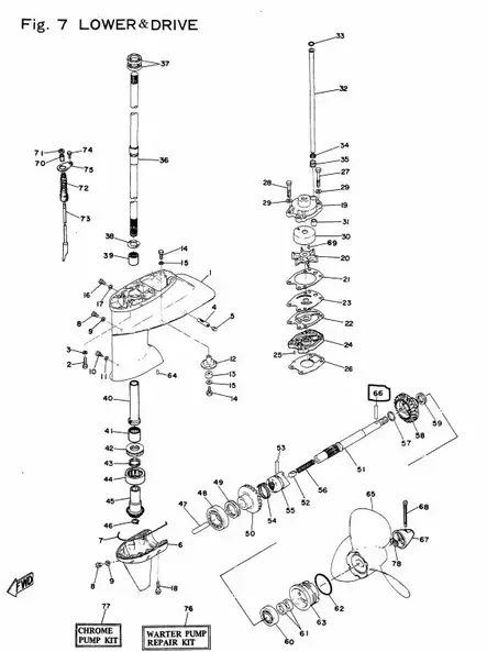 Murtosokka Potkuriakseli/Pin Straight Yamaha 40A (676) - Yamaha muut - 7122 - 2