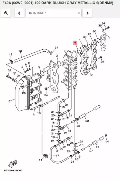 O-Rengas (62Y) Intake/O-Ring Yamaha F40A/F45A/F50A/D - Yamaha muut - 39012 - 2