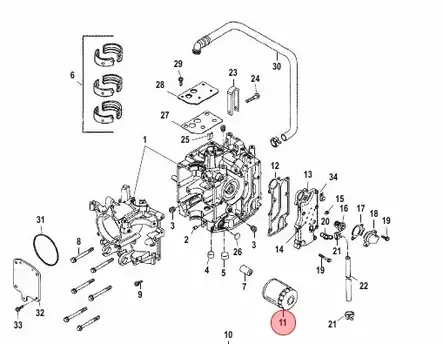 Öljynsuodatin Mercury F25/30 ->-06, F40/F50/F60/75/80/90/115 @6 8M0065103 - Mercury/Mercruiser osat - 39572 - 2
