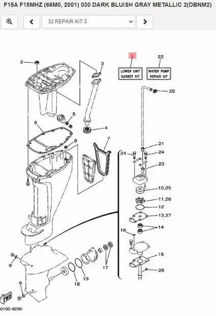 Perän Tiivistesarja/Lower Unit Gasket Kit Yamaha F9.9C F15A - Yamaha muut - 39142 - 2