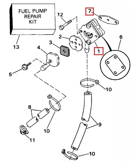 Polttoainepumppu/Fuel Pump Evinrude/Johnson 6-15hv (vanhemmat) - Evinrude/Johnson osat perämoottoreille - 33542 - 1