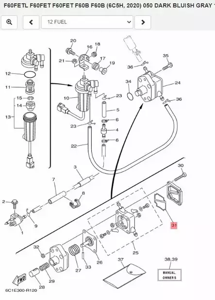 Polttoainepumpun Kalvo/Diaphragm Yamaha - Varaosat ja lisävarusteet - 52492 - 2