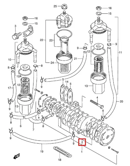 Polttoainepumpun Kalvosarja/Diaphragm Set Suzuki DT20-DT40 - Suzuki osat perämoottorille - 50872 - 2