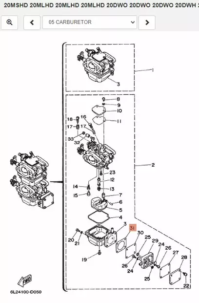 Polttoainepumpun Tiiviste Yamaha 8B/20D/25D/25N 2-tahti - Yamaha muut - 5992 - 2