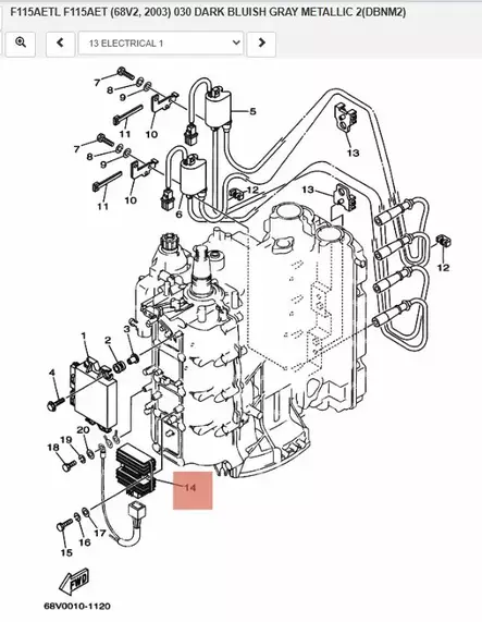 Rectifier & Regulator Assy Jännitteensäädin Yamaha/Mercury 40-115 hv - Perämoottorin Sähköosat - 38932 - 2