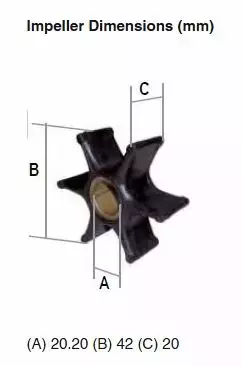 Siipipyörä/Impeller Water Pump Suzuki DT8 DT9.9 2-Tahti - Perämoottorin Jäähdytys - 42832 - 2