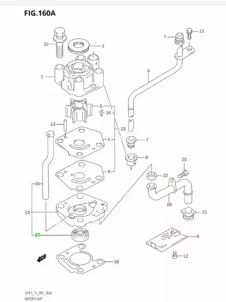 Stefa/Seal Oil Vesipumppu (12X26X10) Suzuki DF9.9 DF15 DT9.9 DT15 - Suzuki osat perämoottorille - 41562 - 2